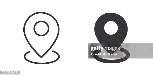 Location thin line and glyph solid icon. Editable stroke and perfect pixel isolated on transparent background Location thin line and glyph solid icon. Editable stroke and perfect pixel isolated on transparent background