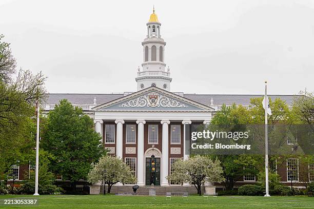 The Baker Library of the Harvard Business School on the Harvard University campus in Boston, Massachusetts, US, on Monday, May 5, 2025. President...