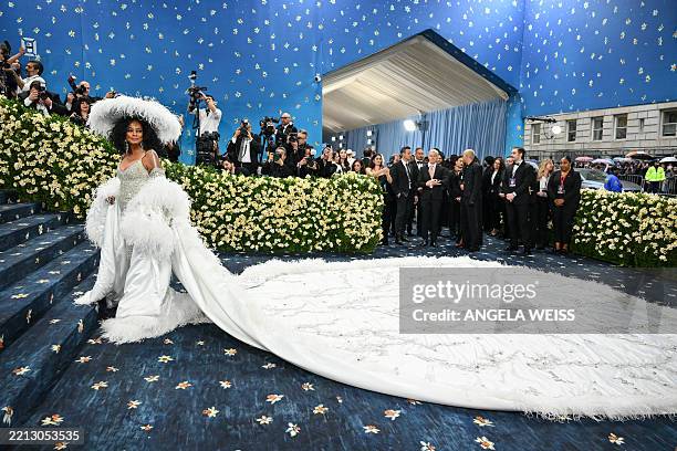 Singer Diana Ross arrives for the 2025 Met Gala at the Metropolitan Museum of Art on May 5 in New York. The Gala raises money for the Metropolitan...