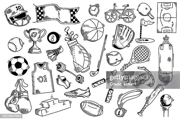 stockillustraties, clipart, cartoons en iconen met doodle style sports outline illustration - golf sport