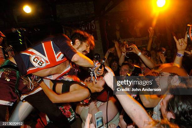 Ukrainian Punk singer Eugene Hütz, of the group Gogol Bordello, performs onstage, during the South by Southwest music festival, at Emo's, Austin,...