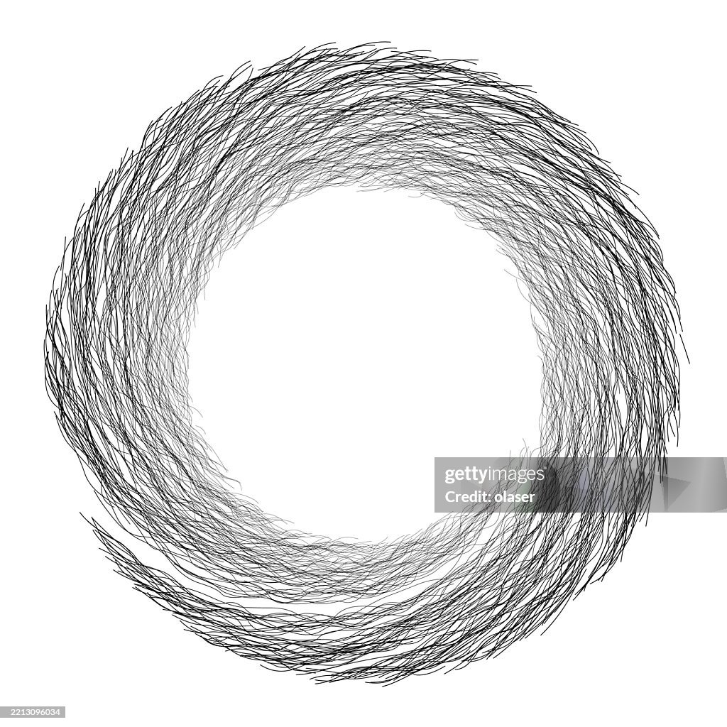 This minimalist design features a circular pattern created with intricate, flowing lines, providing a sense of motion and fluidity. The monochromatic color scheme enhances its elegance and simplicity, making it visually striking.