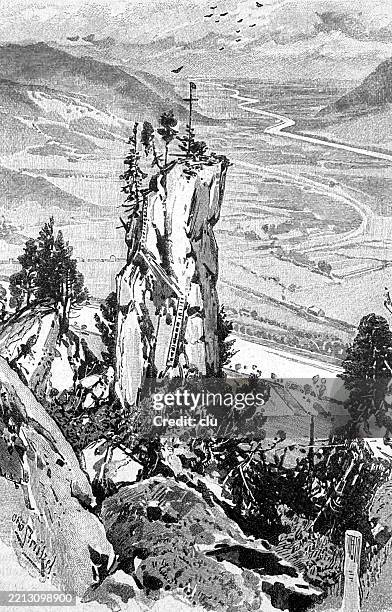 kufstein, devil's pulpit - devils pulpit stock illustrations