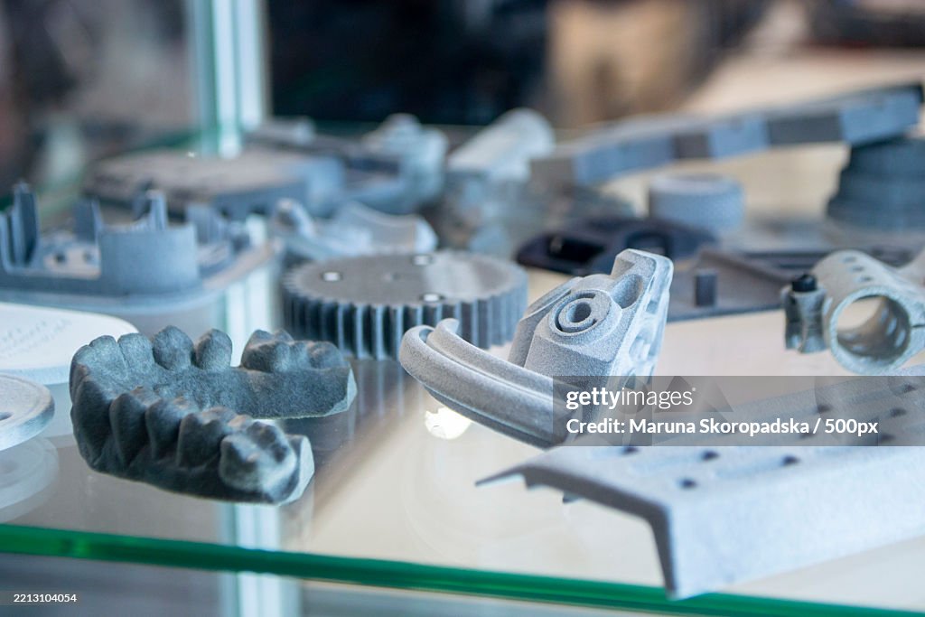 Complex multi-part models printed on a 3 D printer from grey polyamide