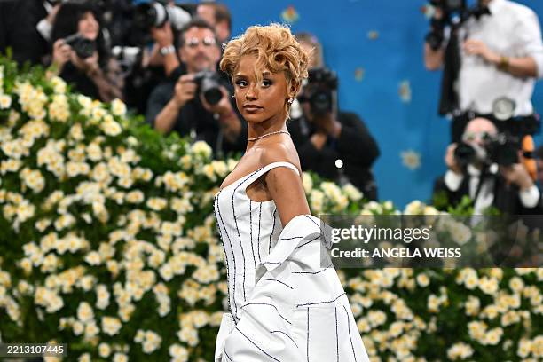 South African singer-songwriter Tyla arrives for the 2025 Met Gala at the Metropolitan Museum of Art on May 5 in New York. The Gala raises money for...