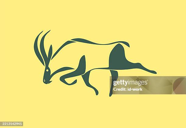ilustraciones, imágenes clip art, dibujos animados e iconos de stock de símbolo de la carrera del ibex - ibex mountain goat