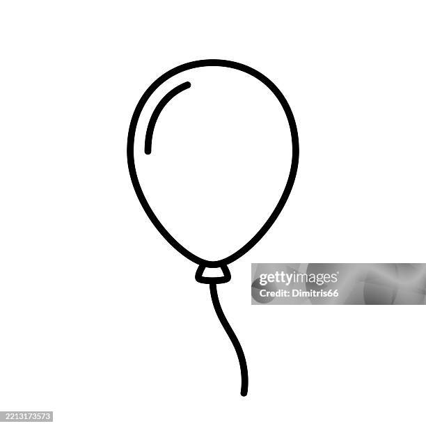balloon line icon - birthday-balloons-white-background stock illustrations