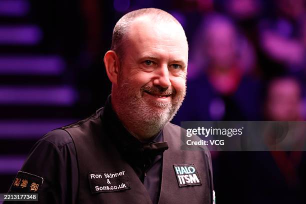 Mark Williams of Wales reacts in the Semifinal match against Judd Trump of England on day 15 of Halo World Championship 2025 at Crucible Theatre on...