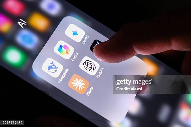 icone di intelligenza artificiale applicazione app ai per internet - navigare in internet foto e immagini stock