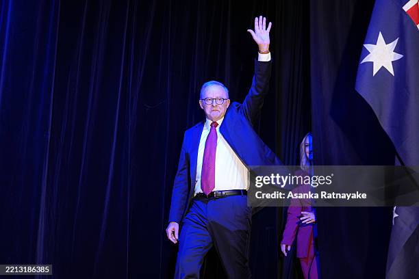 Prime Minister Anthony Albanese delivers a victory speech at the Labor Party’s election night event on May 03, 2025 in Sydney, Australia. Prime...