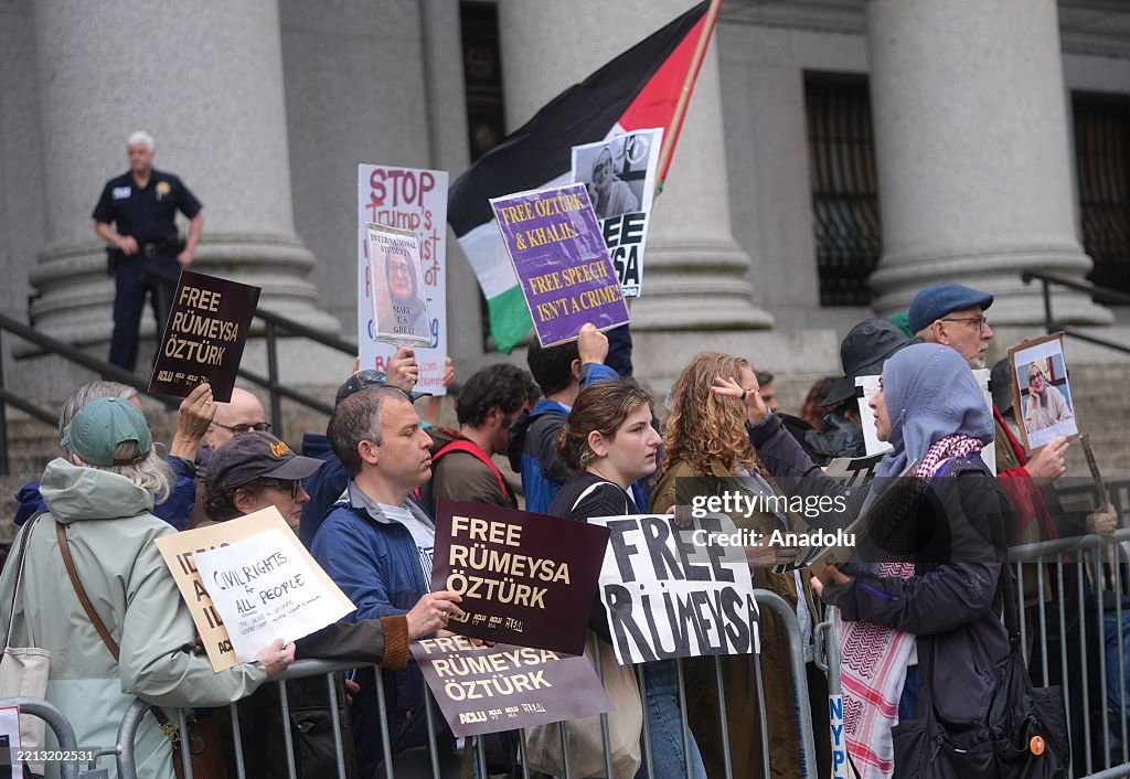 Protest in solidarity with Rumeysa Ozturk outside Federal Court in New York