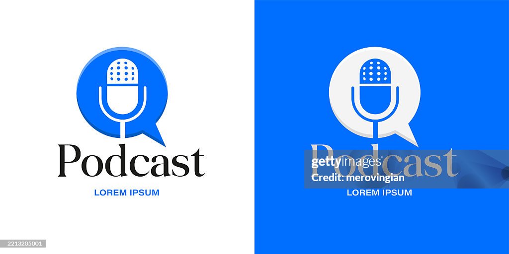 Podcast icon. Microphone with speech bubble design