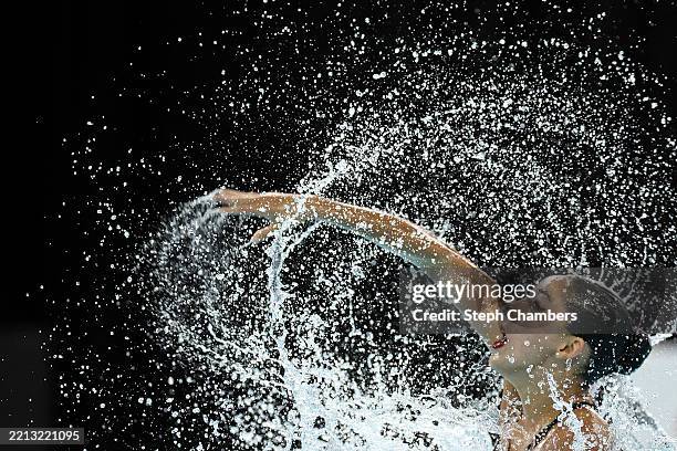 Jordi Caceres Iglesias and Aurora Lazaro Cabaleiro of Team Spain compete in the mixed duet free final during World Aquatics Artistic Swimming World...