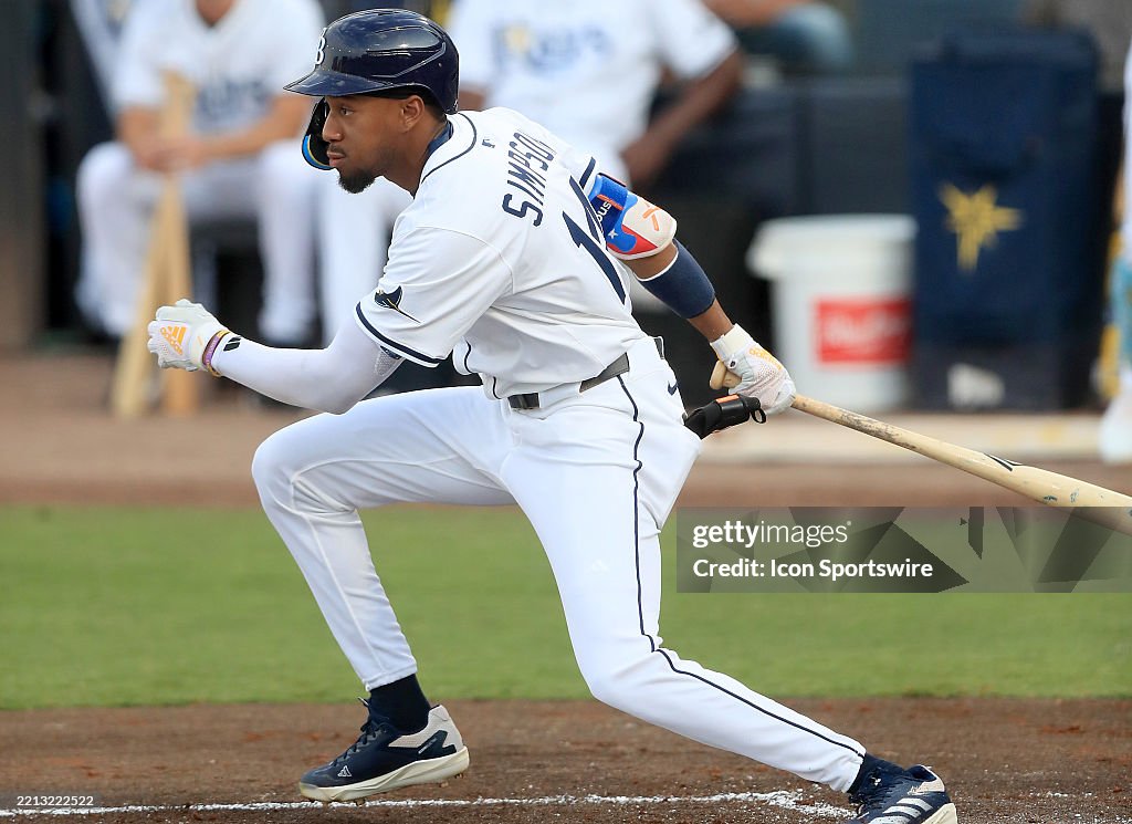 Simpson Rays Baseball Player Tampa Bay Rays Outfielder Chandler Simpson at bat during the regular ...