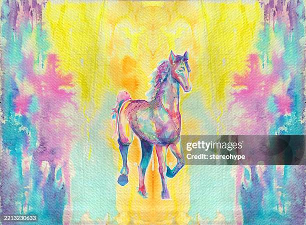 light horse - empty running trail stock illustrations