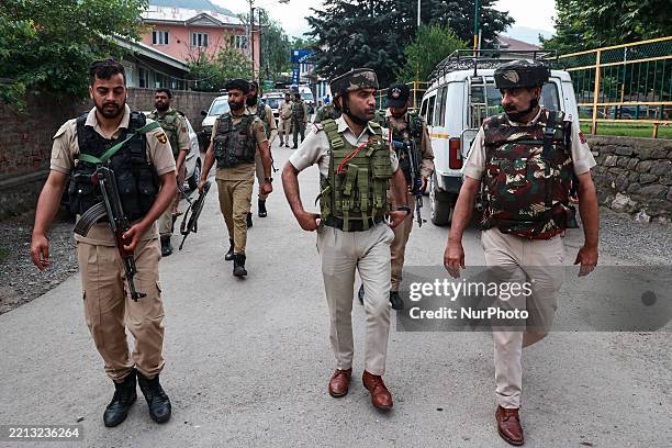 Indian security forces are on the LoC sector in Uri, Jammu and Kashmir, India, on May 7, 2025. Civilians tend to their injuries following Pakistani...