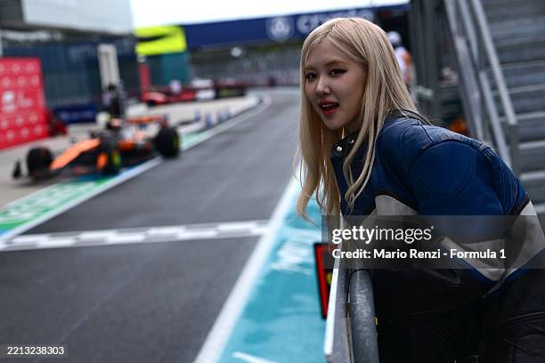 New Zealnd-Korean singer Rosé on the pit wall during the Sprint ahead of the F1 Grand Prix of Miami at Miami International Autodrome on May 03, 2025...