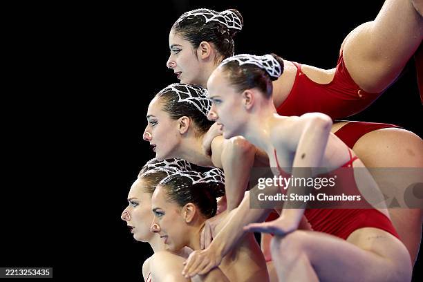 Team Canada prepares for their gala exhibition routine during World Aquatics Artistic Swimming World Cup 2025 Stop 3 - Day 3 at Markham Pan Am Centre...