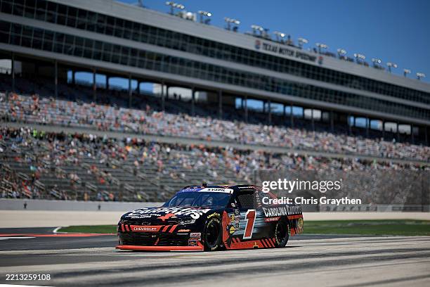 Carson Kvapil, driver of the Carolina Carports Chevrolet, enters the track during the NASCAR Xfinity Series Andy's Frozen Custard 300 at Texas Motor...