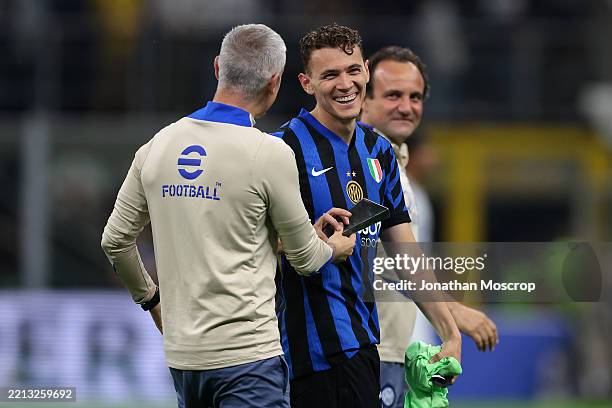 Fabio Ripert FC Internazionale Fitness coach looks on as Kristjan Asllani of FC Internazionale reacts with Claudio Spicciariello FC Internazionale...