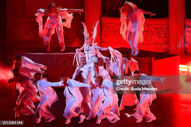 Lady Gaga performs during a massive free show at Copacabana Beach on May 03, 2025 in Rio de Janeiro, Brazil.