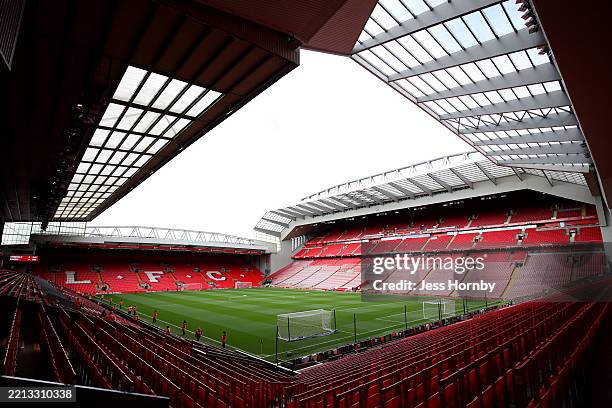 General view inside the stadium is seen prior to the Barclays Women's Super League match between Liverpool and Everton at Anfield on May 04, 2025 in...