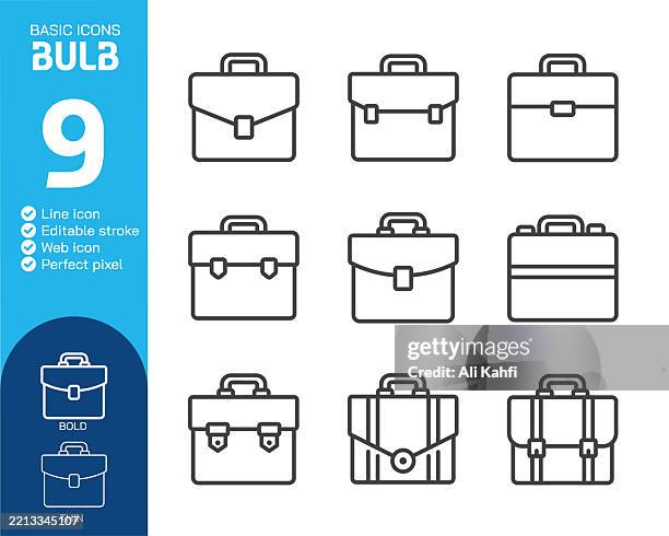 ilustrações de stock, clip art, desenhos animados e ícones de briefcase thin line icons collection. editable stroke. vector illustration. basic icon for website design, logo, app, template, ui, infographic etc - pasta executiva
