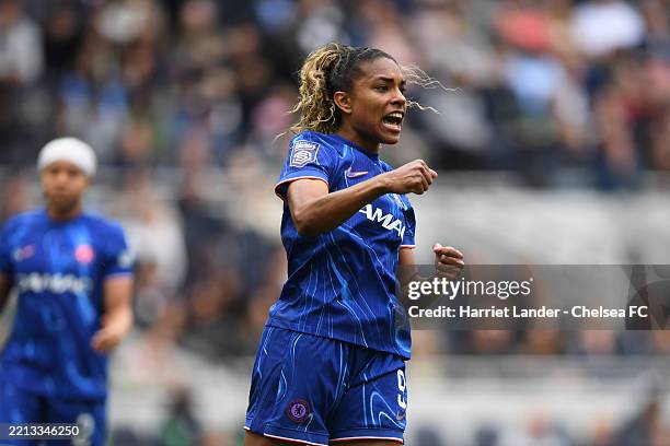 Catarina Macario of Chelsea celebrates after scoring her team's first goal during the Barclays Women's Super League Match between Tottenham Hotspur...