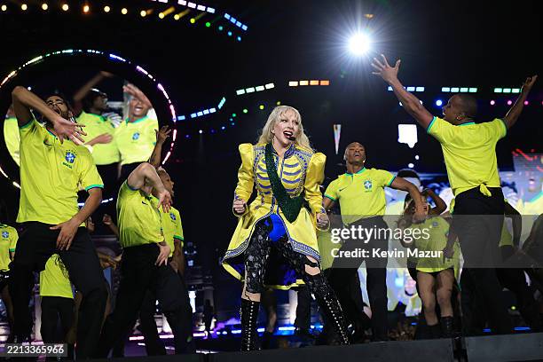 Lady Gaga performs at Copacabana Beach on May 3, 2025 in Rio de Janeiro, Brazil.