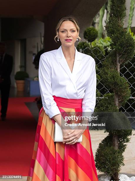 Princess Charlene of Monaco attends the Monaco E-Prix, Round 7 of the 2025 FIA Formula E World Championship on May 04, 2025 in Monte-Carlo, Monaco.