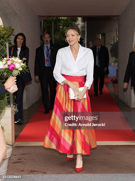 Princess Charlene of Monaco attends the Monaco E-Prix, Round 7 of the 2025 FIA Formula E World Championship on May 04, 2025 in Monte-Carlo, Monaco.