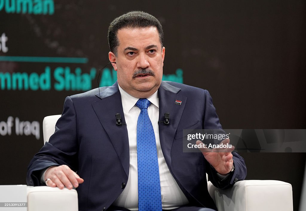 Muhammad Iraq Iraqi Prime Minister Mohammed Shia' Al-Sudani speaks during