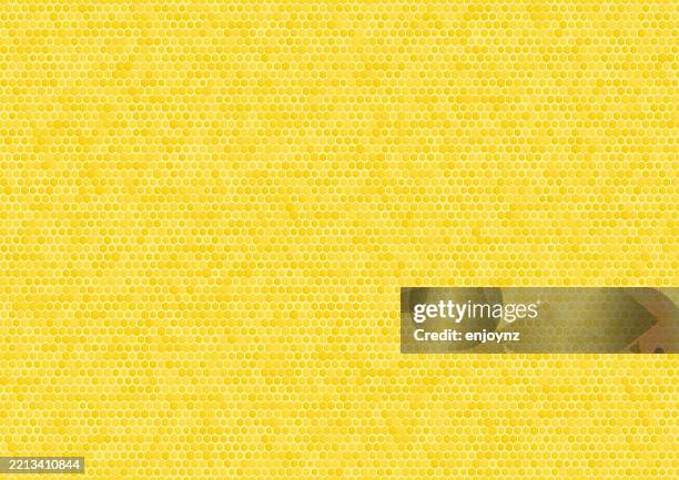 seamless yellow honeycomb hexagon textured pattern - bee pattern stock illustrations
