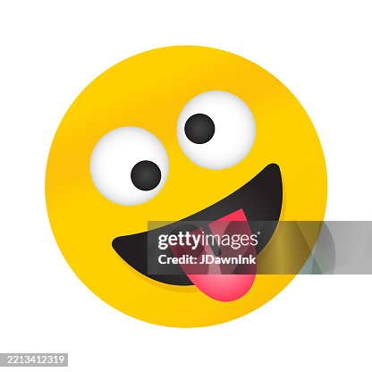 Cute social media silly face with tongue out Emoji icon on white background Cute social media silly face with tongue out Emoji icon on white background