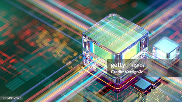 digital cpu. abstract data cubes. ai - artificial intelligence digital concept. llm, machine learning concepts. - quantum computing stock pictures, royalty-free photos & images