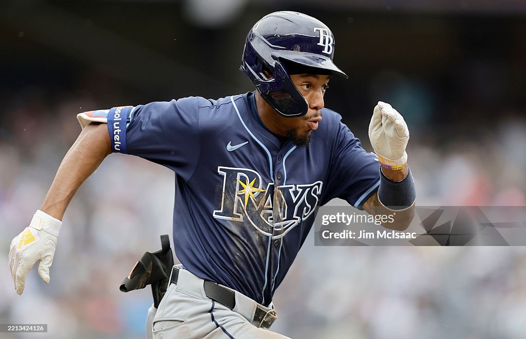 Simpson Rays Baseball Player Chandler Simpson of the Tampa Bay Rays runs out his seventh inning ...