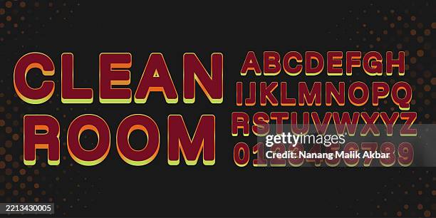 clean room editable text effect. text can be changed in "graphic styles" panel. - empty room 3d stock illustrations