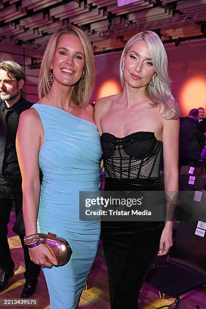 Monica Ivancan and Lena Gercke during the annual German Perfume Award Duftstars at Rheinterrasse on May 8, 2025 in Duesseldorf, Germany.