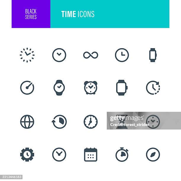 time icon set - time machine stock illustrations