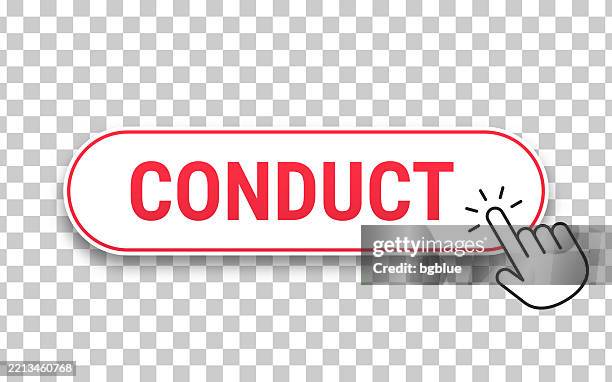 conduct - 3d click web button with hand cursor on blank background - ticket inspector stock illustrations