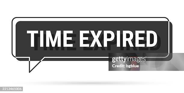 illustrations, cliparts, dessins animés et icônes de temps expiré - bulle de dialogue noire 3d sur fond blanc - vintage logo rectangle