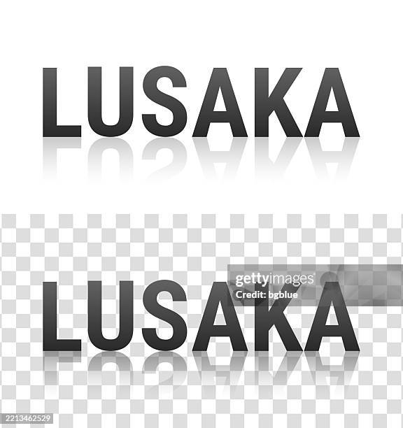 lusaka - text with reflection on transparent background - mirror reflection city stock illustrations