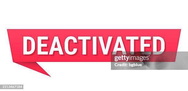 deactivated - red speech bubble on blank background - voice activated technology stock illustrations