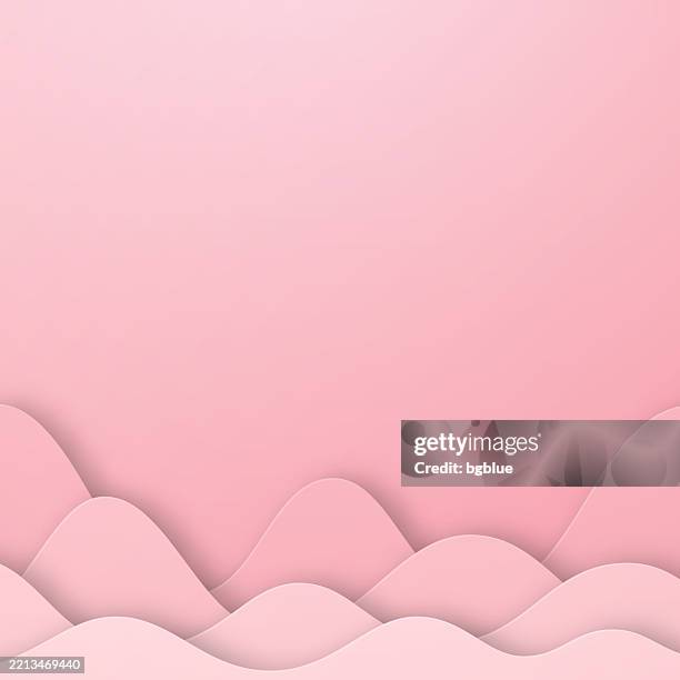 pink abstract wave shapes - paper cut background - trendy 3d design - pink background stock illustrations