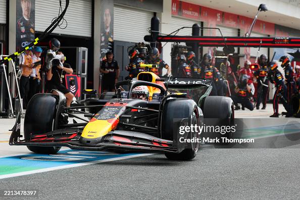 Oracle Red Bull Racing Japan Yuki Tsunoda of Japan driving the Oracle Red Bull Racing RB21 makes a ...