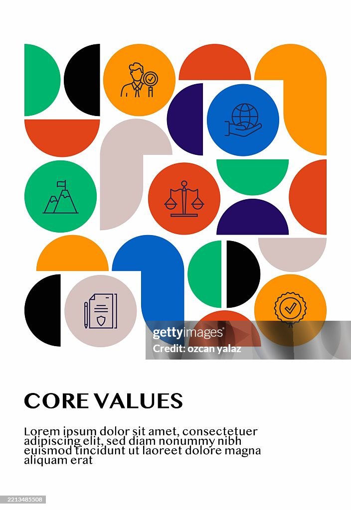 Vector Illustration Core Values Concept Set Design For Web Page Print ...