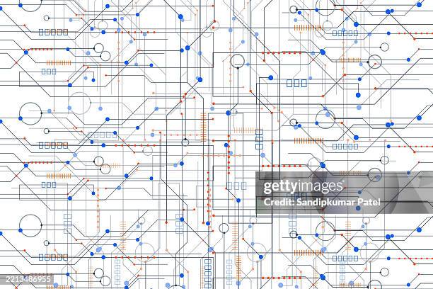 circuit board texture with communication technology concept. - semiconductor technology stock illustrations