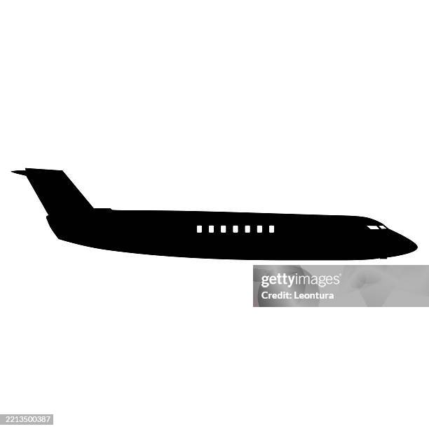 stockillustraties, clipart, cartoons en iconen met small plane silhouette - bedrijfsvliegtuig