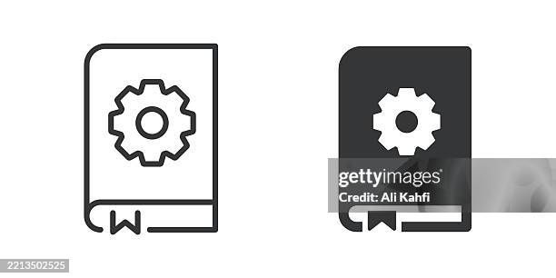 manual book thin line and glyph solid icon. editable stroke and perfect pixel isolated on transparent background - installing software stock illustrations