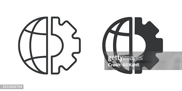 Network Setting thin line and glyph solid icon. Editable stroke and perfect pixel isolated on transparent background Network Setting thin line and glyph solid icon. Editable stroke and perfect pixel isolated on transparent background
